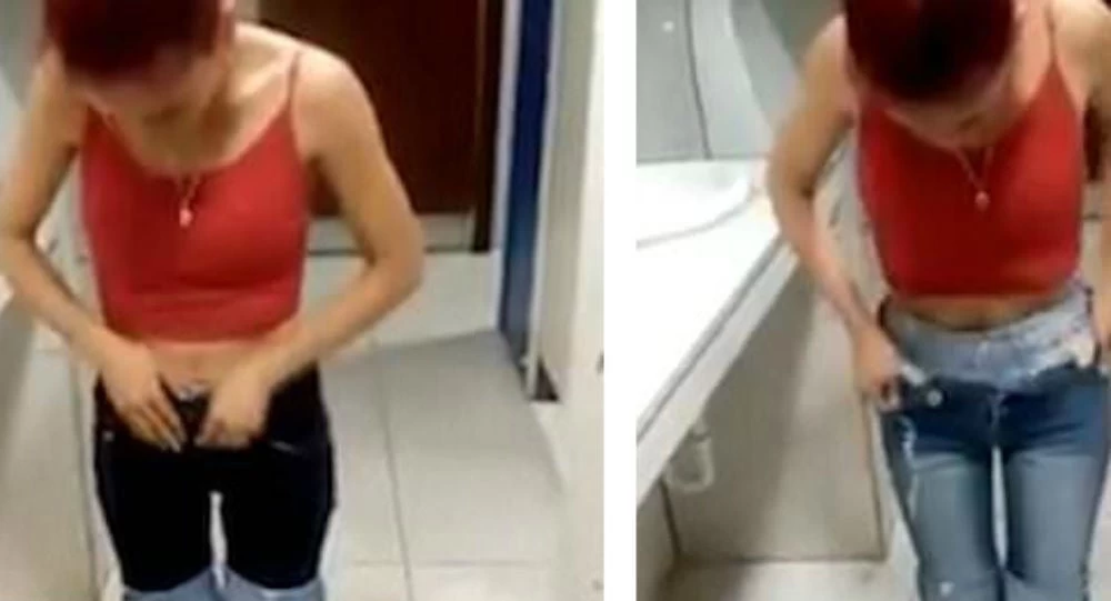 Την τσάκωσαν να κλέβει Jean: Φόραγε 9 παντελόνια το ένα πάνω στ’ άλλο! (βίντεο)